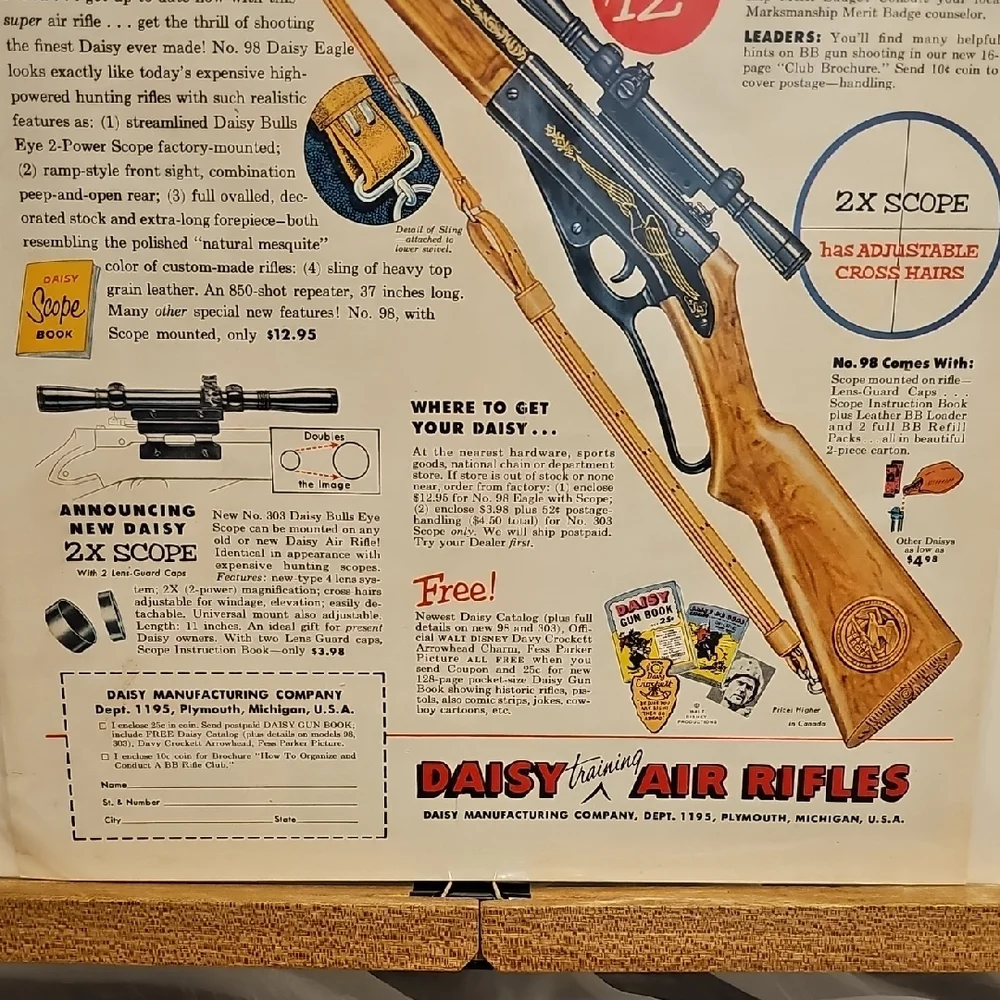 Vintage Daisy Air Rifles Advertisement 1955